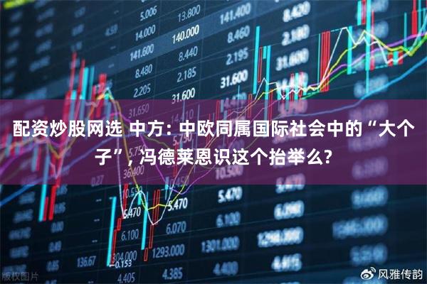 配资炒股网选 中方: 中欧同属国际社会中的“大个子”, 冯德莱恩识这个抬举么?